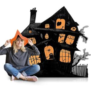 4.2 Feet Halloween Party Decoration Vintage Haunted House Cardboard Cutout Stand Up Large Haunted Mansion Photo Props for Halloween Party Backdrop Decor