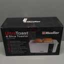 Mueller UltraToast Full Stainless Steel Toaster 4 Slice, Long Extra-Wide Slots for Bagels and Waffles, 6 Browning Levels, LED Display, Cancel/Defrost/Reheat Functions & Removable Tray, Kitchen Gadgets
