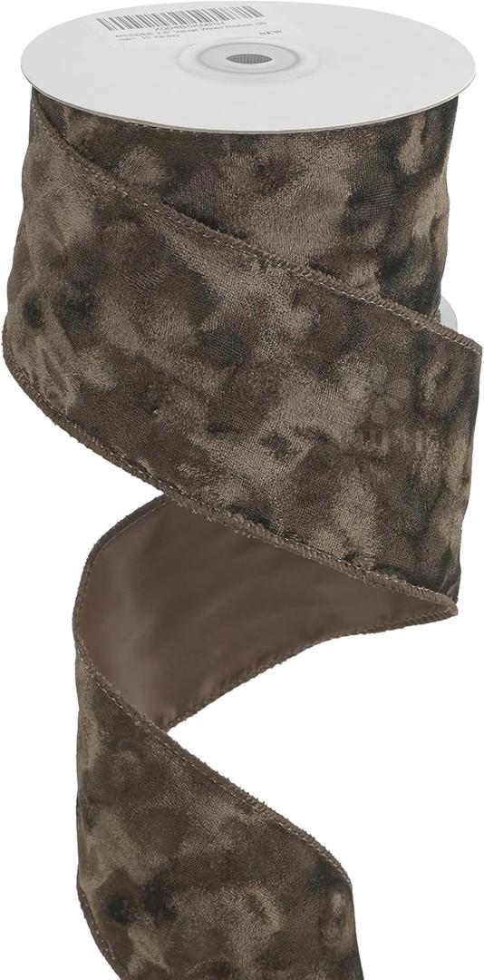 MEEDEE Brown Velvet Ribbon 2.5 inch Thick Velvet in 10 Yards Spool Fall Wired Ribbon for Wreaths, Christmas Tree, Gift Wrapping, Garland, Wreaths, Bows, Swags, Crafts Supply