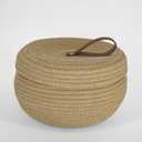 Decorative Storage Basket With Lid - Cotton Rope Basket- Round Decorative Storage Bin-Woven Containers - Small Basket With Lid -Round Organizer basket -Size 9" x 6" inches (Tan)