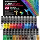 WEISBRANDT UltraColor Artist Quality Acrylic Paint Set, 24 Vibrant Colors, 0.74 oz/22ml Tubes, for Canvas, Wood, Ceramic, Fabric, Non Toxic-Fading