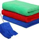 Newwiee 3 Pcs Extra Large Microfiber Cleaning Cloth 30" x 20" Washable Reusable Microfiber Towel Streak Free Lint Free Cloth for Cleaning Home Glass Office Window Bathrooms (Red,Blue,Green)