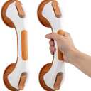 TAILI Shower Grab Bar, 2 Pack 12 Inch Suction Grab Bars for Bathtubs and Elderly, Shower Handle for Seniors Bathroom Safety Grip, No Drilling Removable,Wood Grain