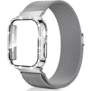 Mesh Loop with Case Compatible for Apple Watch 46/45/44/42/41/40/38mm