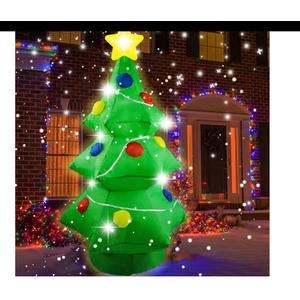 4 Ft Inflatable Christmas Tree with LED Lights Christmas Blow Up Yard Decoration Light Up Tree for Holiday Garden Lawn Outdoor Decor
