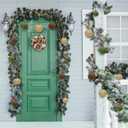 Aneco 36 Pcs Velvet Christmas Ornaments Bulk, 3 Sizes Flocked Christmas Tree Ball, Plastic Xmas Decorative Hanging Ornaments with 36 Ribbons for Xmas Holiday Wreath Tree Decor (Green, Beige, Brown)