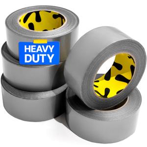 5 Pack Duct Tape Heavy Duty Waterproof - 2 In x 90 Ft - All-Weather, Silver, Easy to Tear, Strong Hold, No Residue, Gray Bulk Waterproof Tape for Repairs, DIY, Sealing, B2B, Home, Office, Outdoor Use