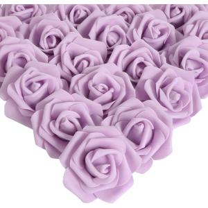IPOPU 100Pcs Artificial Foam Roses Flowers Heads, 3in Stemless Lilac Foam Fake Flowers Bulk for Crafts, Wall Decorations, DIY Wedding Receptions, Bridal Shower, Faux Bouquets, Party Home Decor(Lilac)