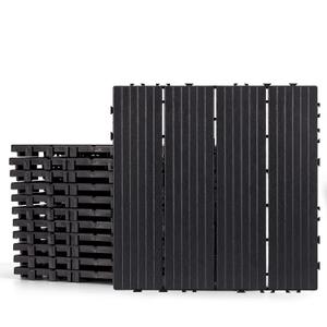 Plastic Interlocking Deck Tiles, 12pcs, 12"x12" Each, Dark Grey
