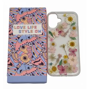 Loheckle for iPhone 16 Plus Case for Women - Girls Cute Glitter Dried Flower Floral Girly Aesthetic Kawaii Sparkle Sparkly Bling Unique Handmade Phone Cover for Apple 16 Plus 6.7", Fen