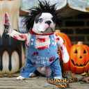 Dog Halloween Costumes Deadly Adjustable Dog Costume Cosplay Clothes, Funny Doll Wig Pug Party Christmas Costume for Small Medium Large Dogs Puppy Cat Outfit Apparel