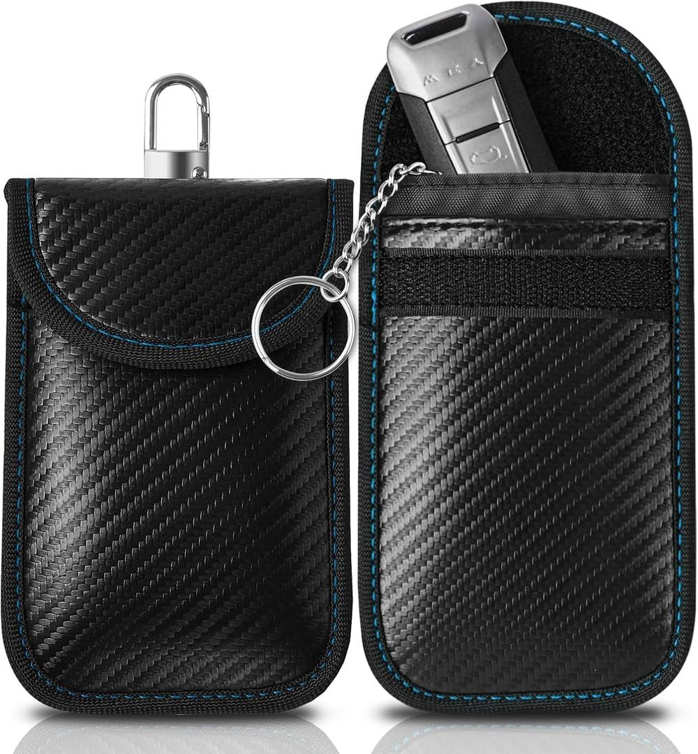 Meliya Faraday Pouch Bag for Car Keys, RFID Signal Blocking Holder, Faraday Key Fob Protector, Anti-Theft Key Fob Case (Blue)