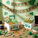 2 Pcs St Patrick's Day Candy Dish Wooden Shamrock Candy Green Bowl Dish Irish Kisses Snack Serving Bowl Decoration Storage Tableware for Home Classroom Holiday Party Centerpieces Decor