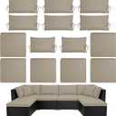 14pcs Outdoor Patio Furniture Cushion Covers, Waterproof & Sun-Resistant Zippered,Fit for Patio Furniture Sectional Sofas and Wicker Rocking Chairs,3 Sizes,Sand,Covers Only
