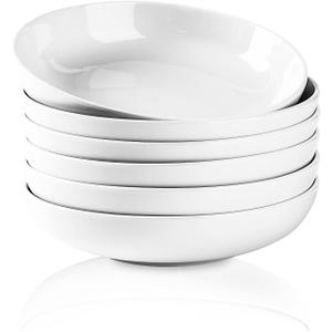 Selamica Ceramic 7.8 inch Pasta Bowls, 26 Ounce Large Porcelain Salad Soup Bowls, Dishwasher Microwave Safe, Set Of 6(White)