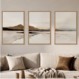 Ausril Netural Abstract Mountain Framed Canvas Wall Art Set -24"X36"X3
Nature Misty Lake Wall Decor Modern Beige Grey Wall Painting Minimalist Landscape Art Prints for Living Room Bedroom Office