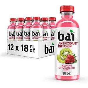 Bai Kupang Strawberry Kiwi, Antioxidant Infused Beverage, 18 fl oz bottle (Pack of 12) Best By 01/10/2026