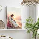 Jesus and Lamb Canvas Wall Art Christian Shepherds Save the Lamb Pictures Wall Decor Jesus Leaves The 99 Sheep Posters Prints for Bedroom Living Room Church Home Decoration 16x24in