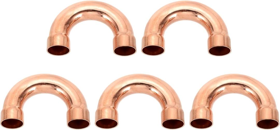 PATIKIL 3/4 Inch ID Copper Pipe Fittings, 5 Pcs 180 Degree Return Bend Copper Pipe Sweat Welding Solder Connection for HVAC Air Conditioning Hydraulic