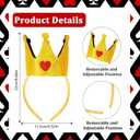 CAVETEE Glitter Headband for Women, Sparkly Princess Headband Hair Accessory for Girls Birthday & Party (Gold+red Heart)