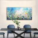 Sorbrozo Floral Meadow Wall Art 20x40 Inch Framed Canvas Print of Colorful Wildflower Painting with Blue Sky Home Decor for Living Room and Bedroom