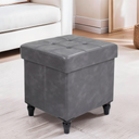 GLAXYFUR Storage Ottoman Bench, 15 Inches Foldable Ottoman Foot Stool with Legs, PU Leather Footrest for Living Room, Bedroom, Dorm