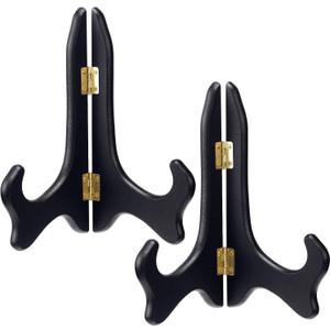 Tatuo 2 Packs Wooden Plate Stands for Display, Plate Holder Display Stand, Picture Frame Stand Easels, Tabletop Art Holder, Book Dish Decorative (10 Inch)