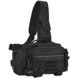 Multipurpose Sling Fishing Tackle Bag Waist Pack Tactical Chest Bag Admin Pouch Fishing Fanny Pack and Tackle Storage Hip Bag Cross Body Sling Pack Black