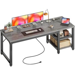 Huuger 55'' x 19.7'' Computer Desk with Power Outlets, 0.95'' Thick Desktop