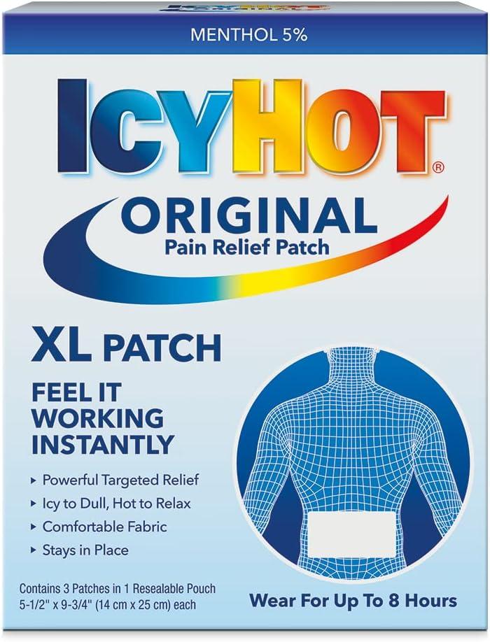 Icy Hot Original XL Pain Relief Patch (3 Count) for Back and Large Areas, 1 Count, Pack of 3