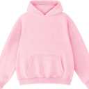 FAIABLE Womens Oversized Acid Wash Hoodie Unisex Heavyweight Cotton Hoodies Fleece Vintage Washed Sweatshirt Women Men (Pink, M)