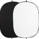 5x6.5ft Pop Up Backdrop, Double-Sided Black & White Collapsible Portable Photo Backdrop, Foldable Retractable Reflector Background for Photography, Headshots, Live Streaming, Video Calls