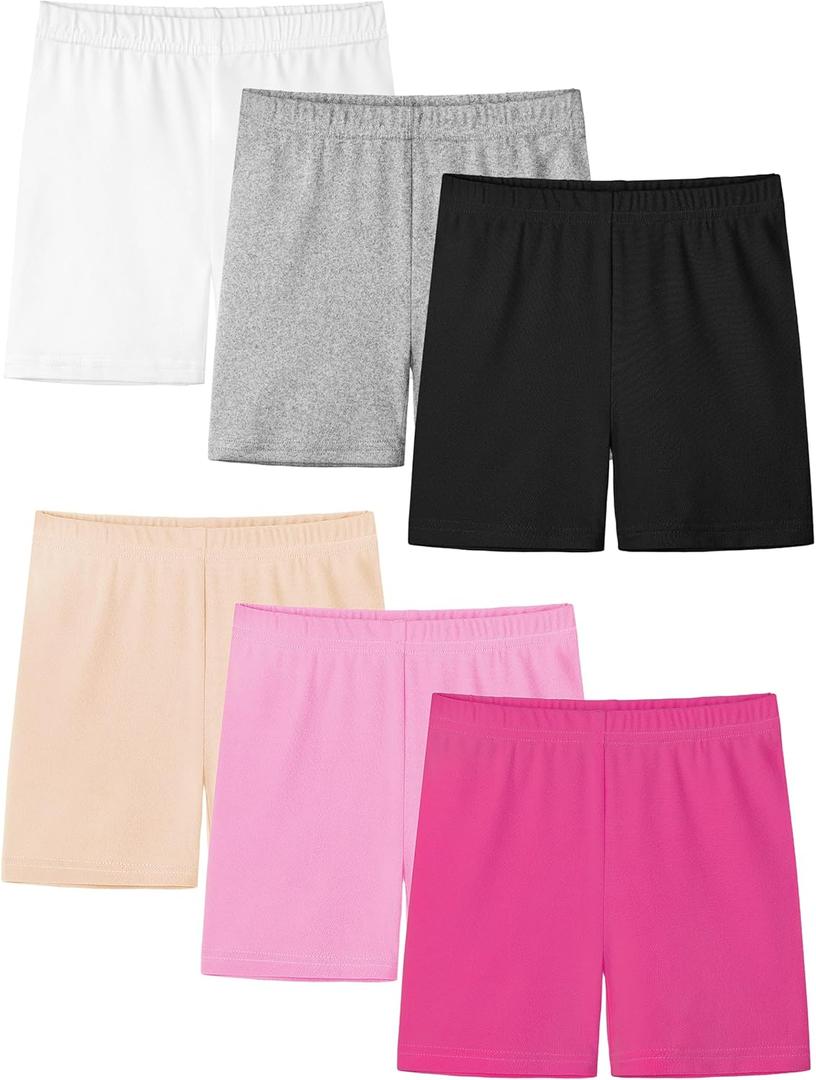 Resinta 6 Pack Girls Bike Shorts Under Dress Dance Cartwheel Shorts for Toddler Kids Summer Clothes Multicolor, 4.5T