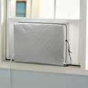 Indoor Air Conditioner Cover AC Unit Window Cover for Inside Double Insulation with Elastic Drawstring 25.5L x 17.5H x 3.5D inches Grey