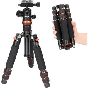 Koolehaoda Mini Desktop Tripod Aluminum Portable Camera Tripod 7"-25" Adjustable Desk Tripod with 360 Ball Head, 1/4" Quick Shoe Plate for DSLR Camera Video Camcorder, Load up to 22lbs /10kg (Orange)