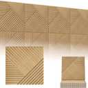 BTDVR 20 Pack Acoustic Wall Panels,60"x48" Self-Adhesive Soundproof Wall Panels-Total Size (Single Size 12"x12") Decorative Wood Grain Printing Sound Panels,for Studio,Office,Home (Log Color)