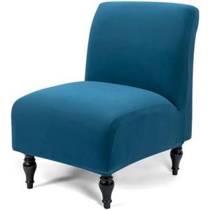 Liykimt Armless Accent Chair Cover Slipcover,Slipper Chair Stretch Spandex Removable for Armless Chair Furniture Protector Covers for Living Dining Room Hotel (Peacock Blue, 1)