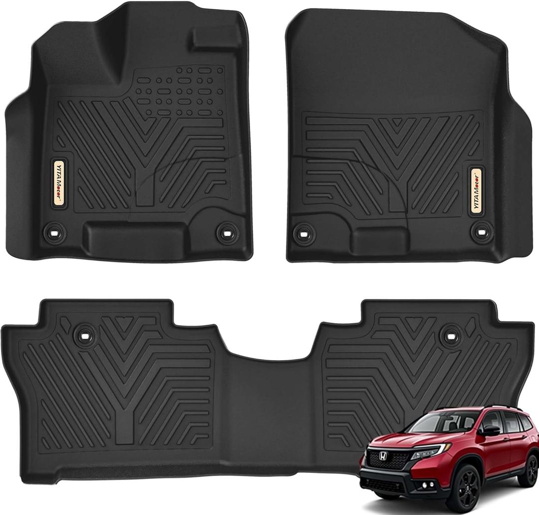 YITAMOTOR Floor Mats Compatible with 2019-2025 Honda Passport, Custom Fit TPE Passport Floor Liners 1st & 2nd Row All Weather Protection, Black