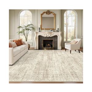Washable Area Rug 8x10, Large Soft Rugs for Living Room Vintage Beige Carpet 8x10 Area Rugs for Bedroom Dining Room Non-Slip Stain Resistant Under Table Rug