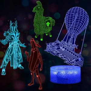 Kids Night Light 3D Illusion Lamp, Remote & Touch Control 16 Colors Changing USB & Batteries Powered, Birthday Christmas Gifts for Teens Boys Girls Room Decor (Base*1, Lamp Plate*4)