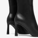 NEWBELLA Pointed Toe Knee High Boots for Women, Flared Heel, Stretch Suede, Tall Boot for Work, Party, Casual Wear (Black)