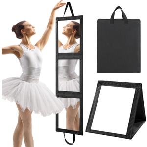 ROYALAY Foldable Full Length Mirror with Handle - 47 * 14in Portable Travel & Backstage Mirror (Black)