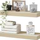 QEEIG Bathroom Shelves Wall Shelf Over Toilet Small 16 inch Set of 2, Natural Light Brown (008-40N) (15.7")