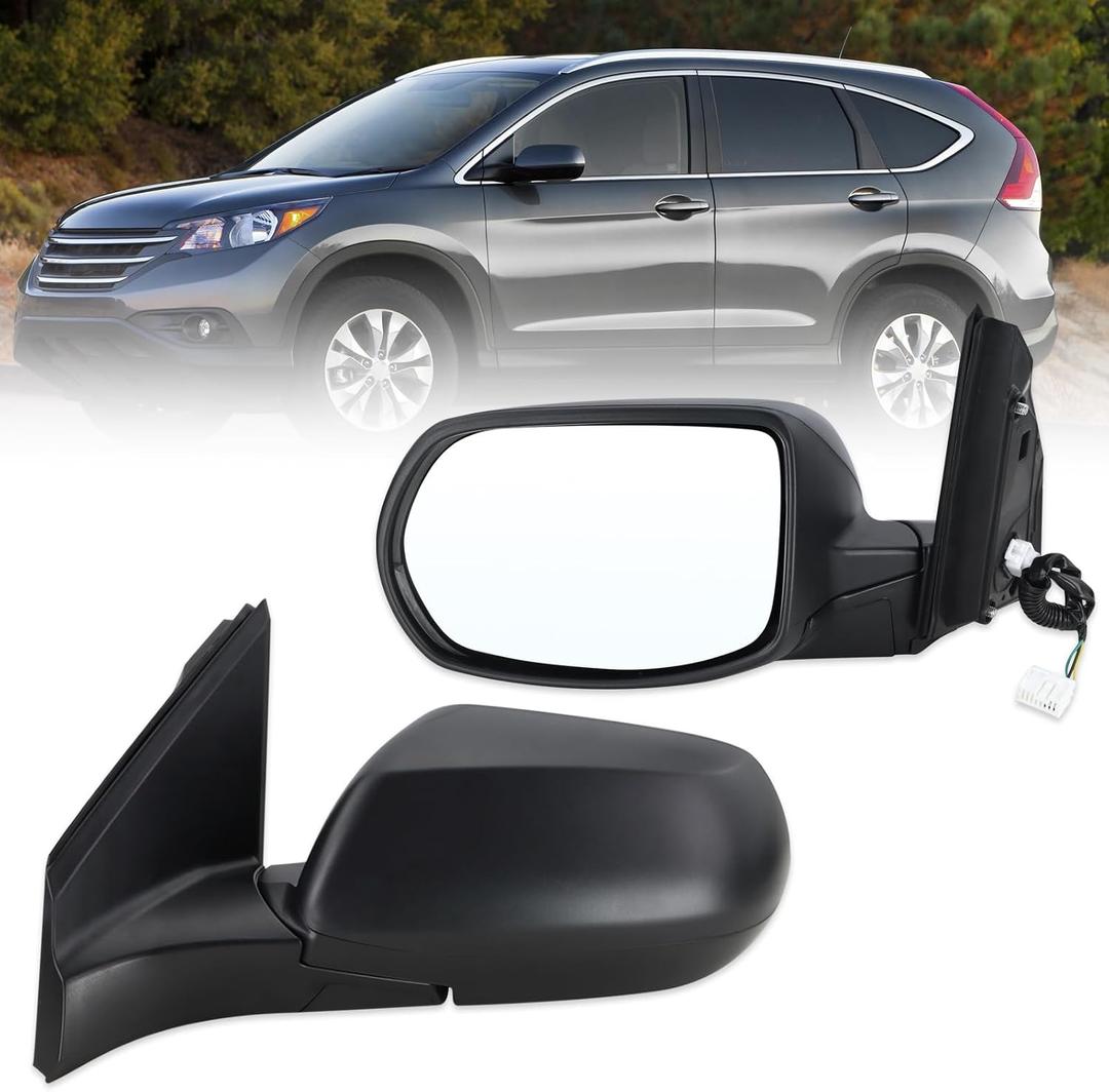 Left Driver Side Mirror Compatible With 2012 2013 2014 2015 2016 Honda CRV CR-V With Manual Folding Power Glass Black Replace#76258-T0A-A11(3Pins)