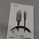 acer USB C to DisplayPort Cable 6.6 FT (4K@60HZ 2K@165Hz), Type-C to DisplayPort Cord (Sturdy Aluminum, Plug & Play) Thunderbolt 3/4/5 Compatible with MacBook Pro/Air, iPhone 16 Pro/Max, XPS, Surface