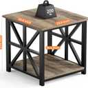 GreenForest End Table with 2-Tier Storage Shelf, 24 inch Large Side Table for Living Room,Modern Nightstand for Bedroom Bedside Office Farmhouse, Grey Wash