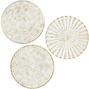 Briful 12" Wall Décor Pack of 3 Metal White Washed Starbursts Radial Plate Wall Art Modern Accent Hanging Wall Decorations For Home Office Bedroom Or Living Room Wall Sculptures
