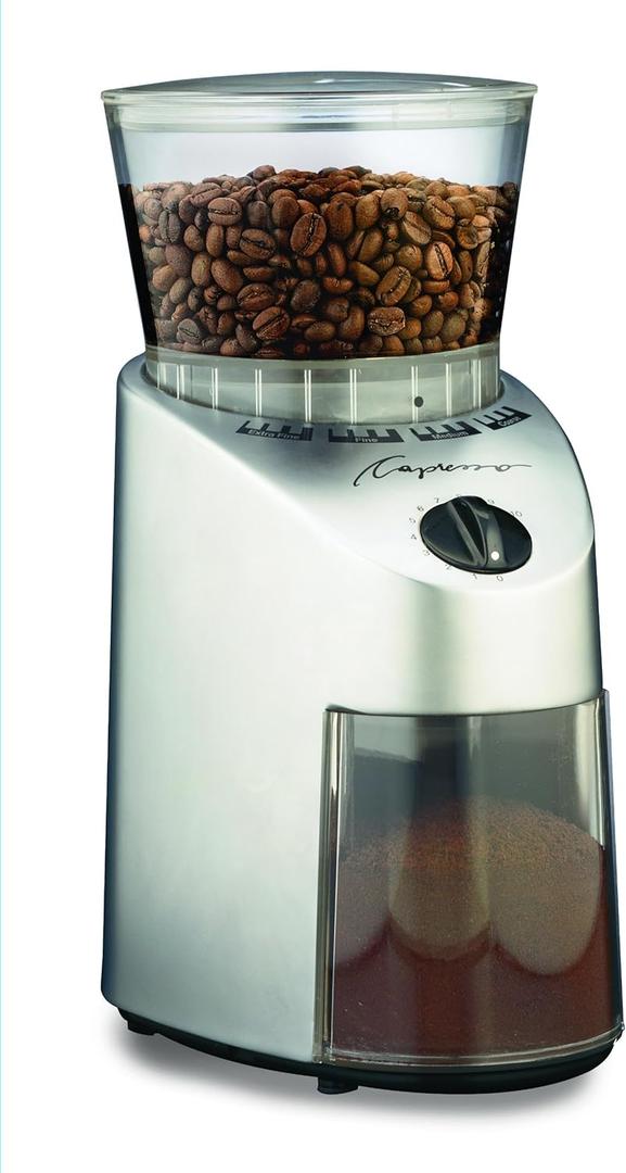 Capresso 560.04 Infinity Conical Burr Grinder, Brushed Silver (8.5 oz, Stainless Steel)
