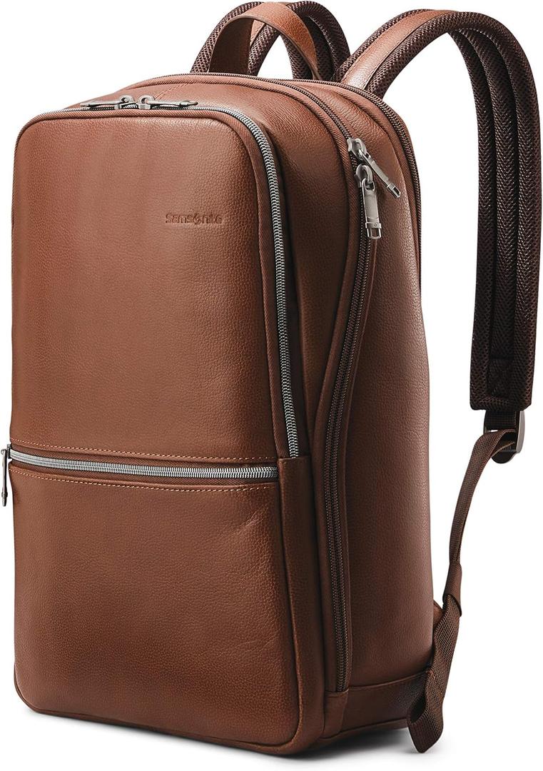 Samsonite Classic Leather Slim Backpack (One Size, Cognac)