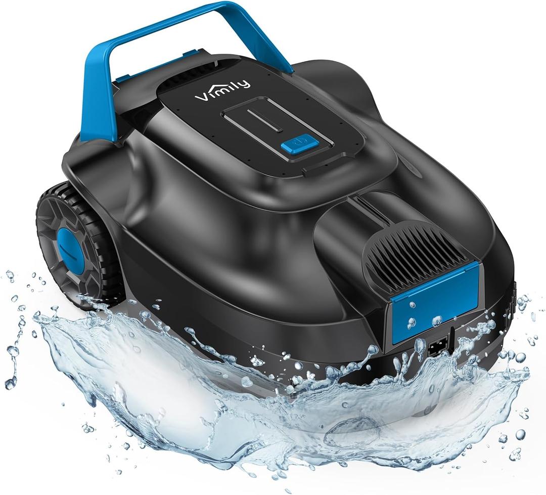 2024 New Upgraded Robotic Pool Vacuum, Cordless Robotic Pool Cleaner, 5000 mAh Lasts Up to 120 Mins, Ideal for Above Ground Pools, Self-Parking, LED Indicator, Efficient Leaf and Debris Removal